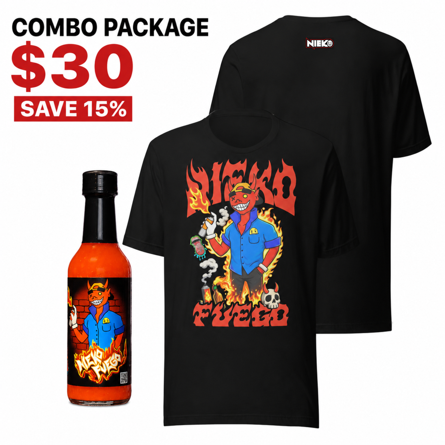Fuego Shirt + Hot Sauce Combo