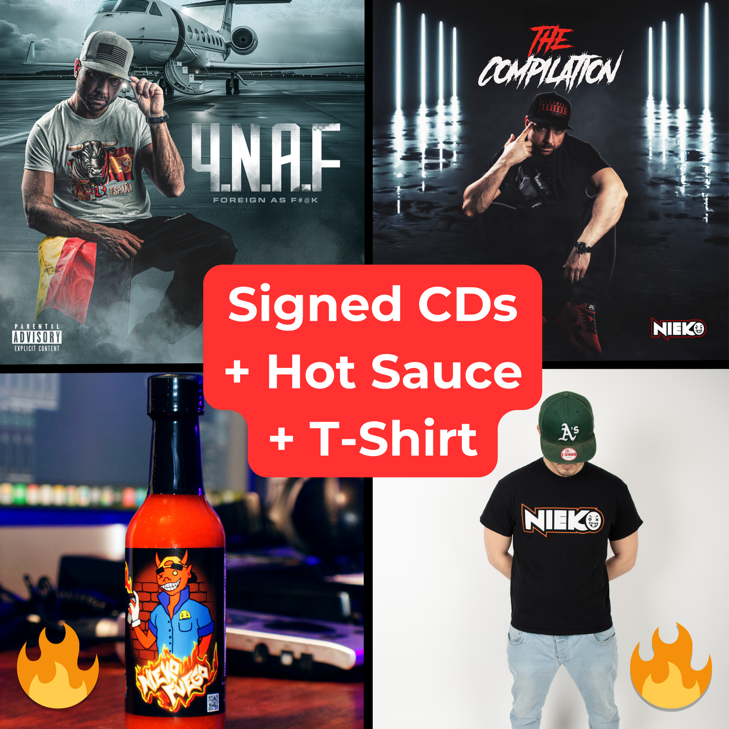 Ultimate Combo including Hot Sauce, 2 x CDs (signed), and a T-Shirt