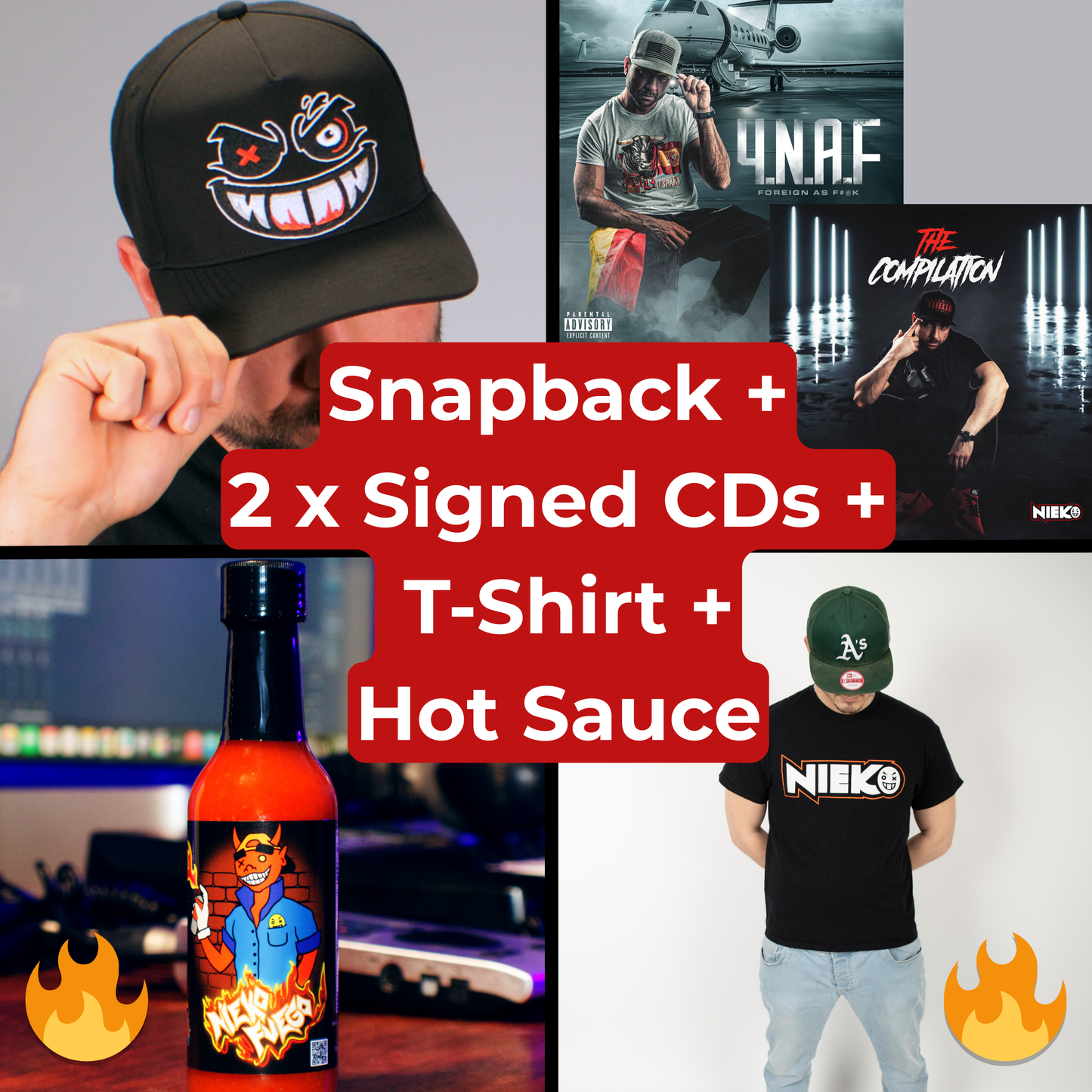 Ultimate Combo including Snapback, 2 x CDs (signed), Hot Sauce & T-Shirt