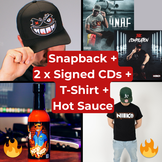 Ultimate Combo including Snapback, 2 x CDs (signed), Hot Sauce & T-Shirt